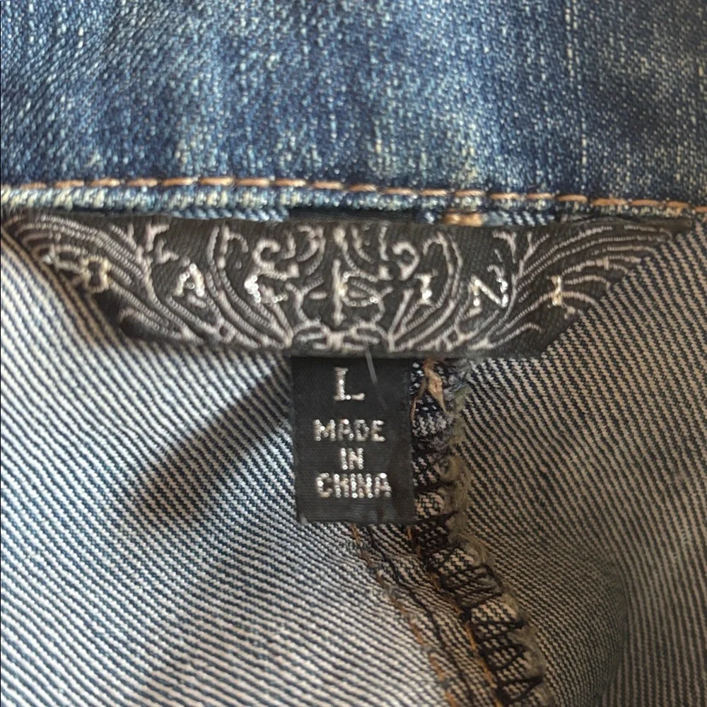 Baccini Cropped‎ Blue Denim Jean Jacket Size L